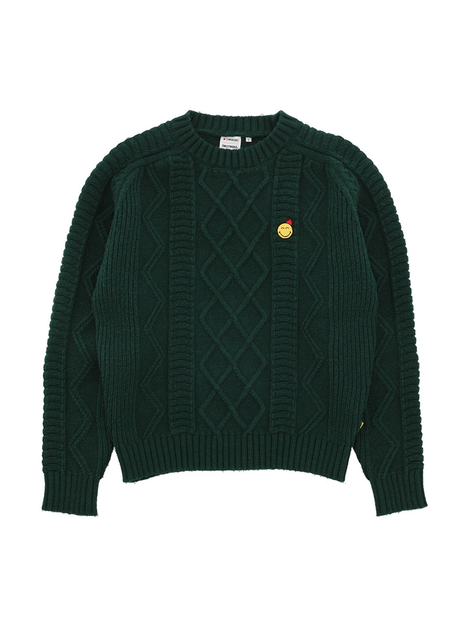 SMILEYWORLD CABLE SWEATER [GREEN]